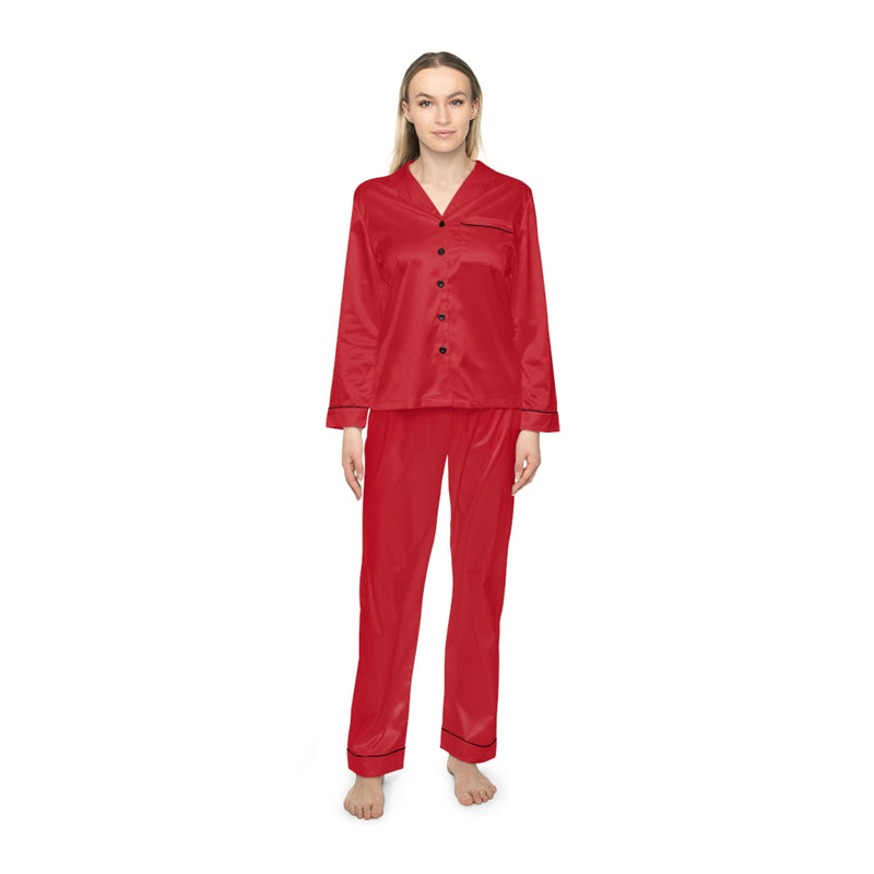 Elegant Red Satin Pajamas Set - Luxurious Sleepwear, Women's Loungewear, Fancy Gifts for Her, Relaxing Nights, Date Night Outfit