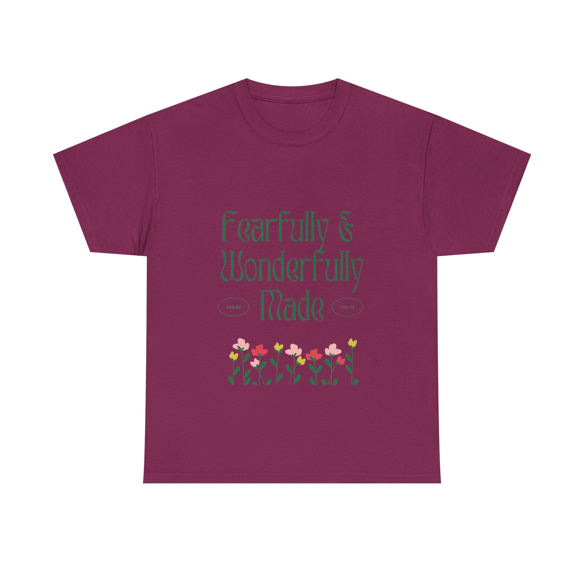 Fearfully & Wonderfully Made Unisex Cotton Tee – Inspirational Floral T-Shirt