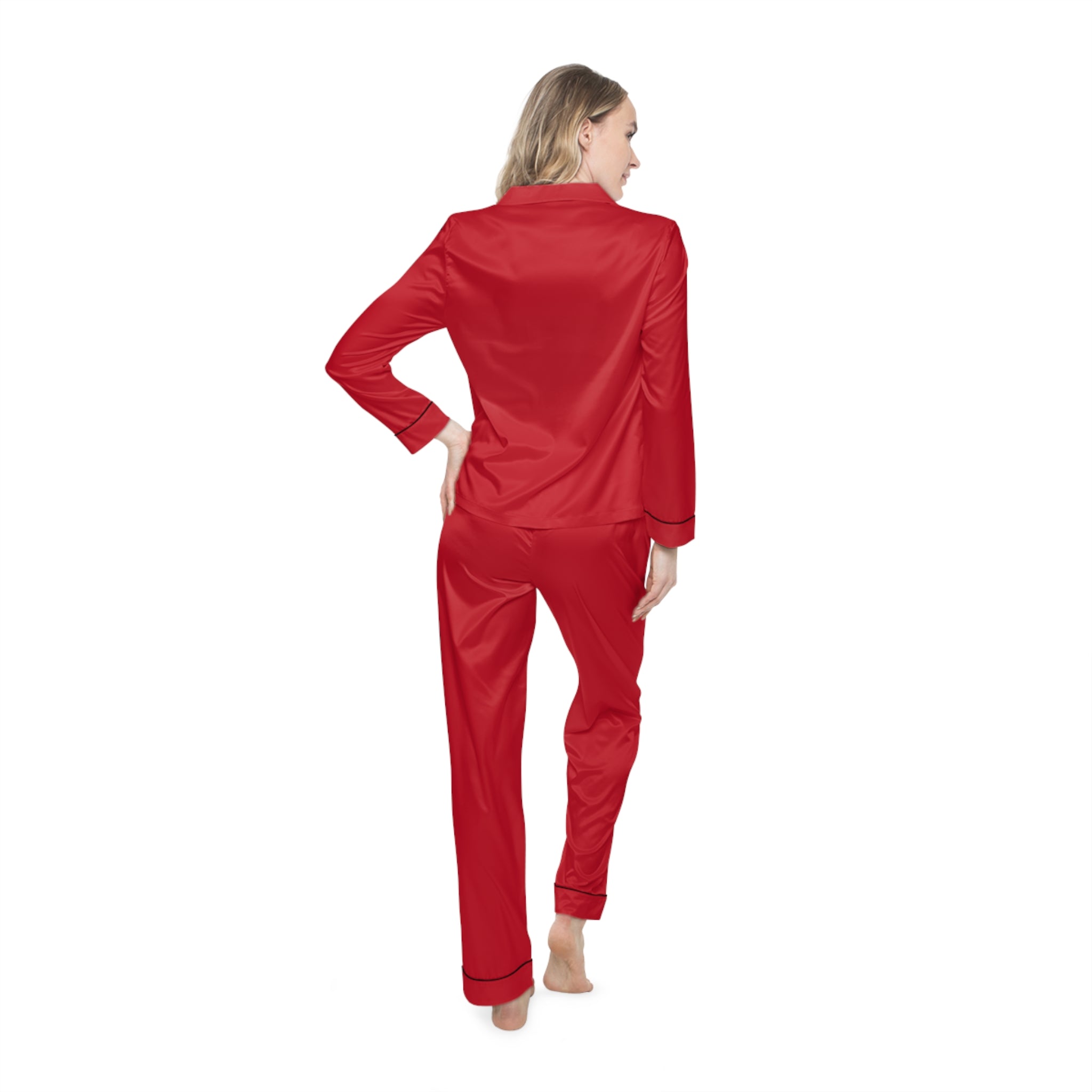 Elegant Red Satin Pajamas Set - Luxurious Sleepwear, Women's Loungewear, Fancy Gifts for Her, Relaxing Nights, Date Night Outfit