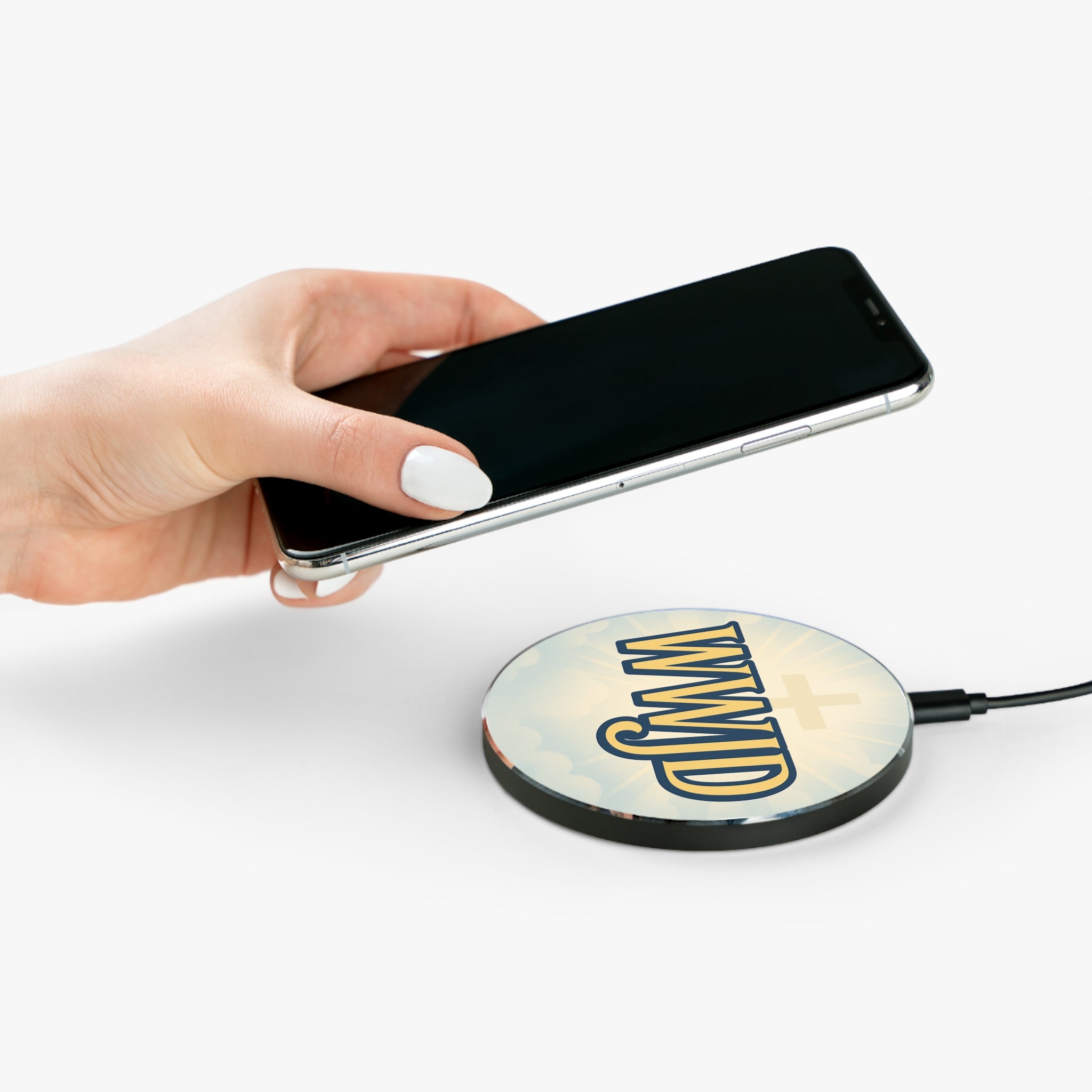 WWJD Wireless Charger | Christian Inspirational Charging Pad, Faith-Based Gift, Modern Desk Accessory, Tech Gift for Her