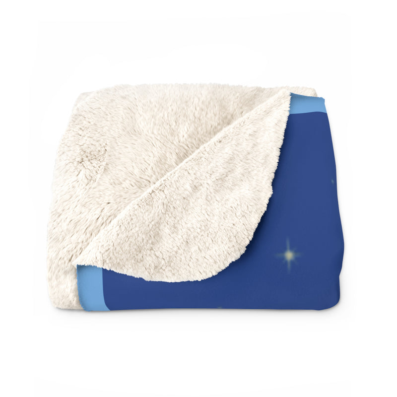 🔵 Cozy Sherpa Fleece Blanket, Cute Cuddle Cloud Design, Perfect for Gifts, Home Decor, Snuggling, Comfort