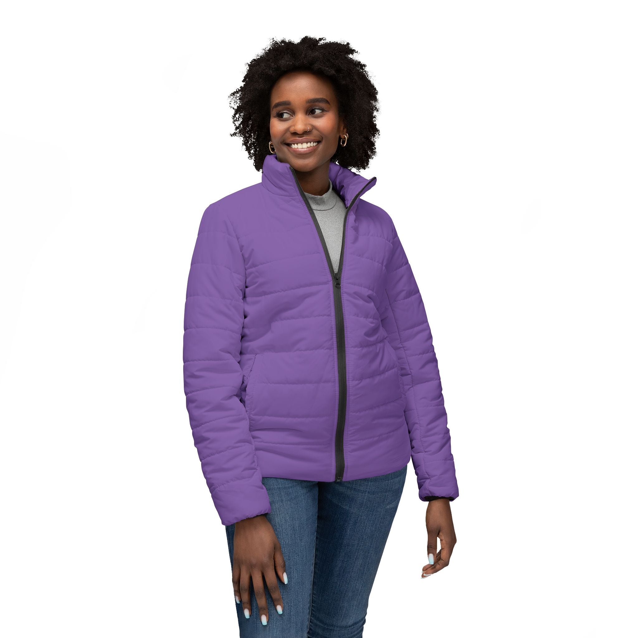 Purple Stylish Women’s Puffer Jacket, Cozy Winter Coat, Trendy Outerwear, Outdoor Fashion, Fall/Winter Essential