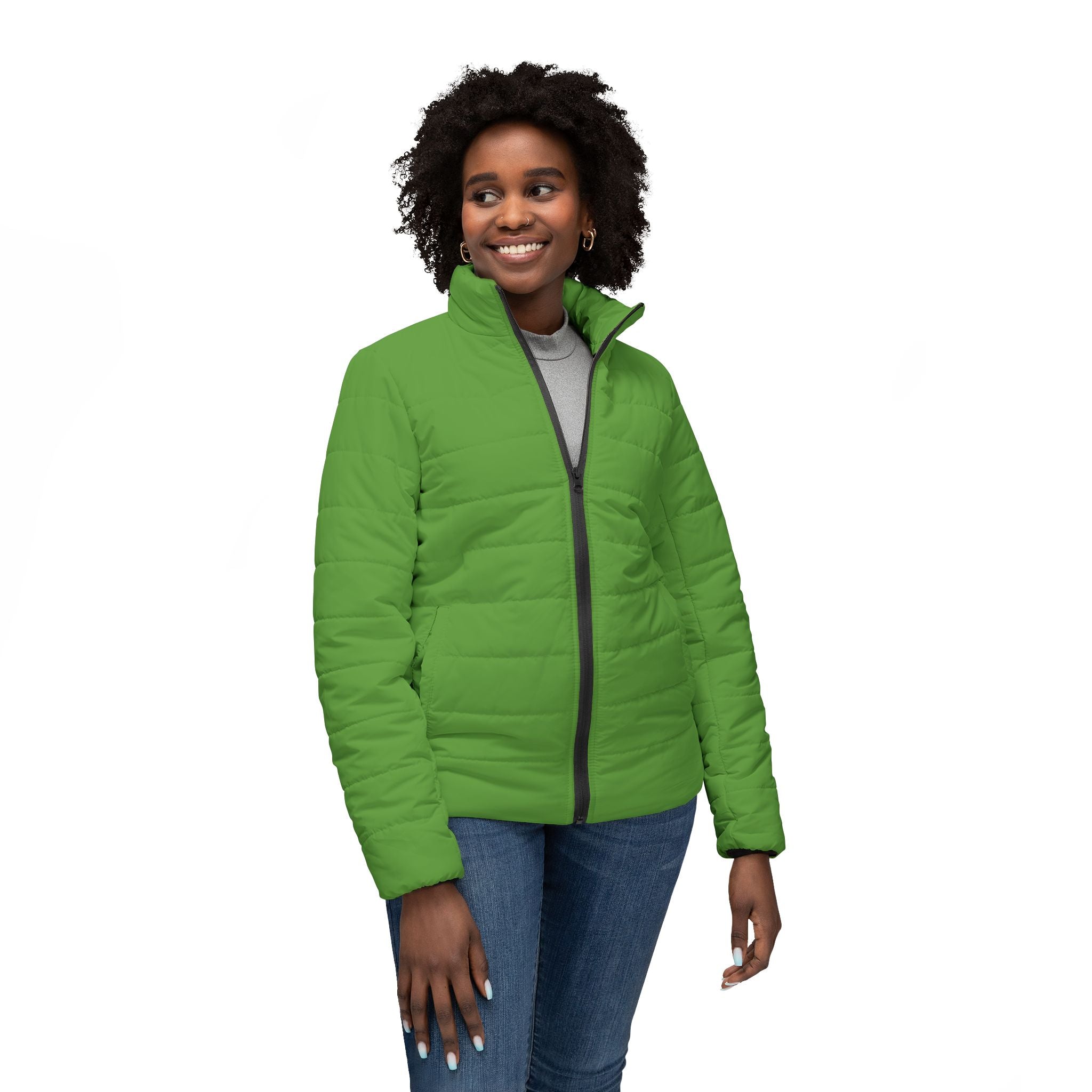Green Stylish Women’s Puffer Jacket, Cozy Winter Coat, Trendy Outerwear, Outdoor Fashion, Fall/Winter Essential