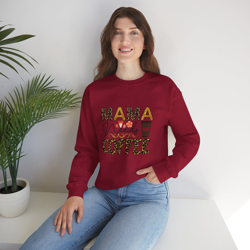 Mama Needs Coffee Crewneck Sweatshirt - Cozy Unisex Pullover Apparel for Moms