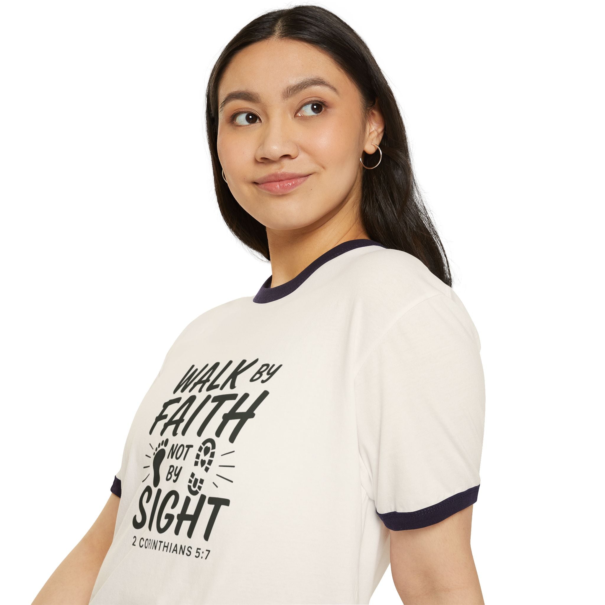 Inspirational Cotton Ringer T-shirt, Faith, Christian Gift, Casual Wear, Unique Faith-Based Apparel