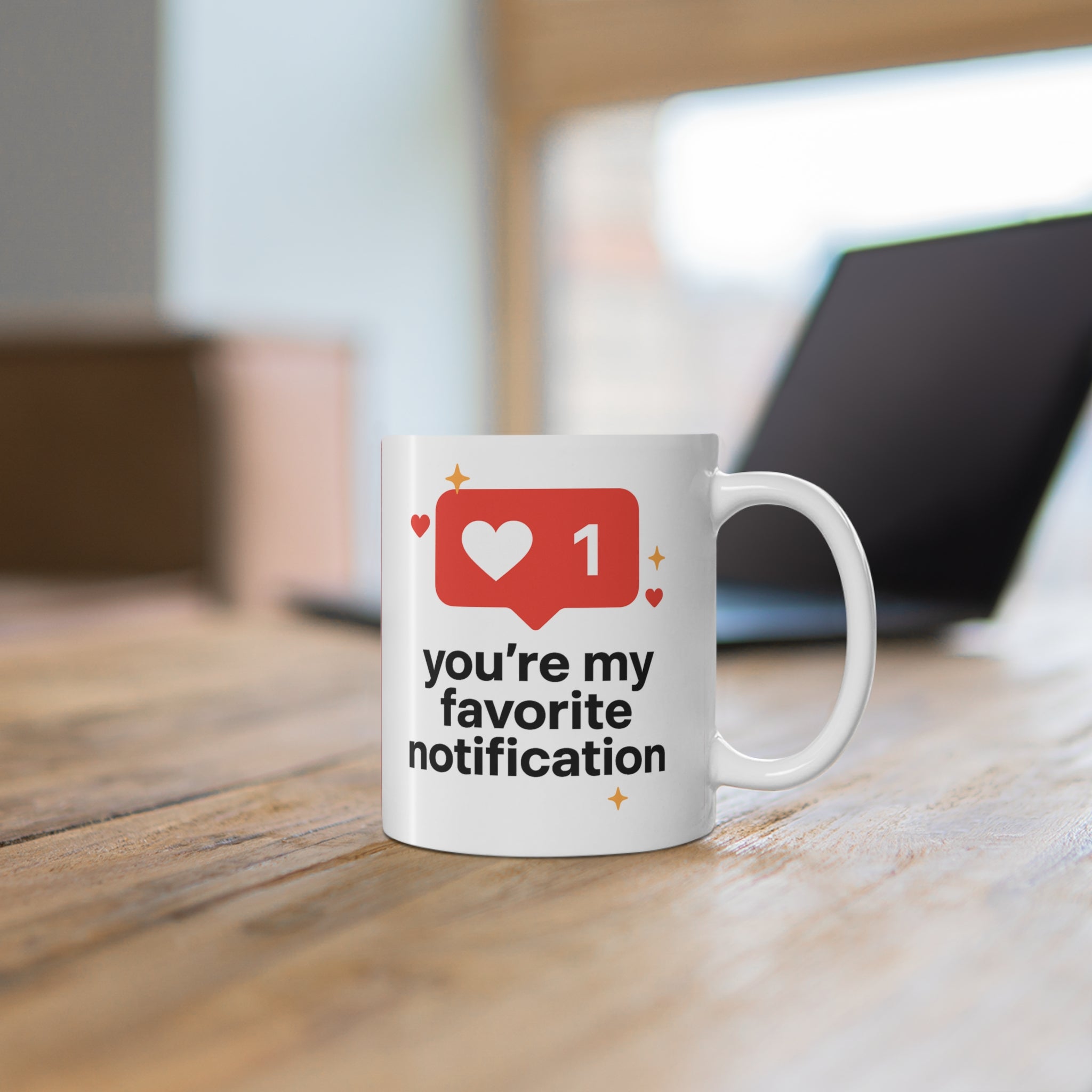 Cute Notification Mug, Gift for Loved Ones, Sweetheart Coffee Cup, Valentine's Day Gift, Romantic Tea Mug