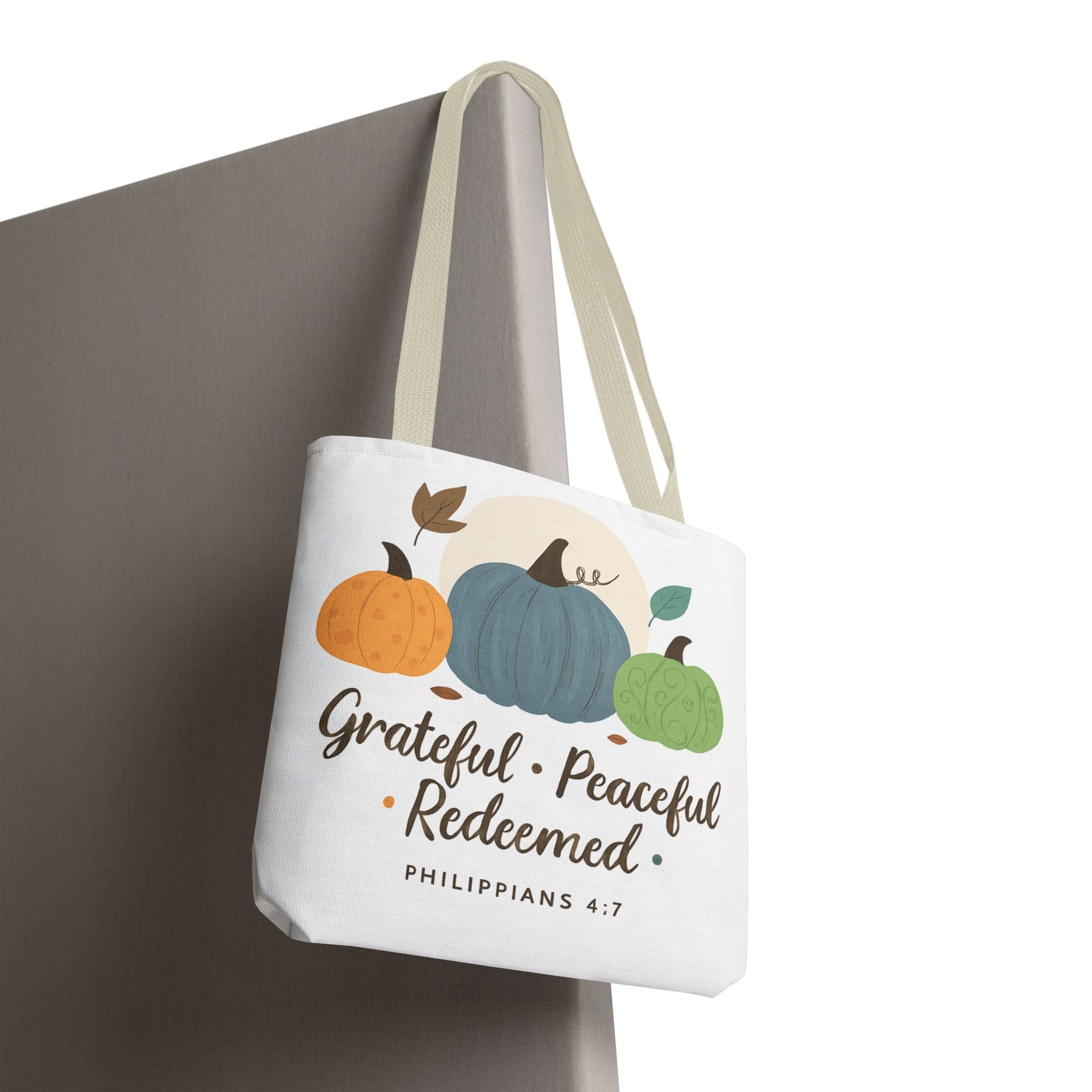 Grateful Tote Bag | Fall Decor, Thankfulness Gift, Bible Verse Bag, Inspirational Tote, Autumn Style