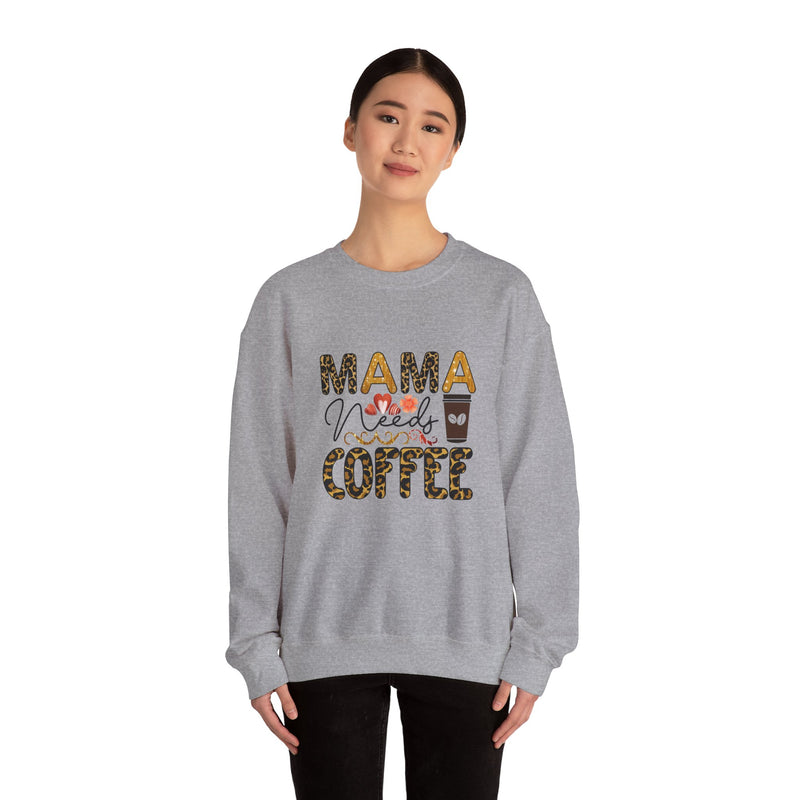Mama Needs Coffee Crewneck Sweatshirt - Cozy Unisex Pullover Apparel for Moms