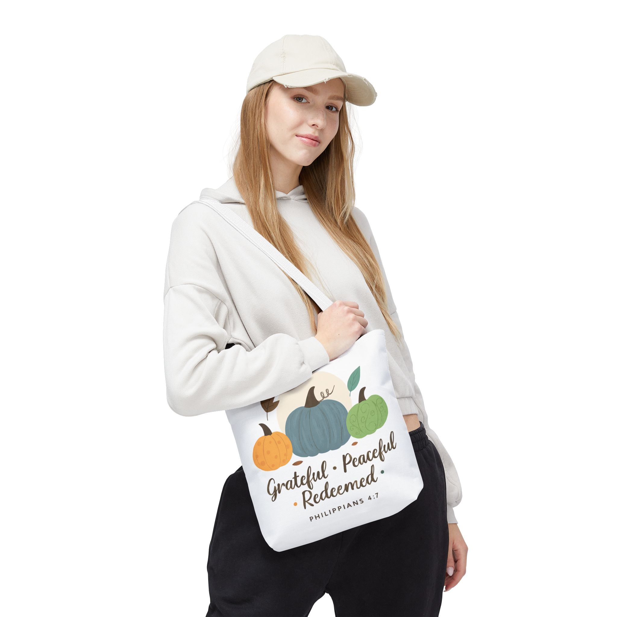 Grateful Tote Bag | Fall Decor, Thankfulness Gift, Bible Verse Bag, Inspirational Tote, Autumn Style
