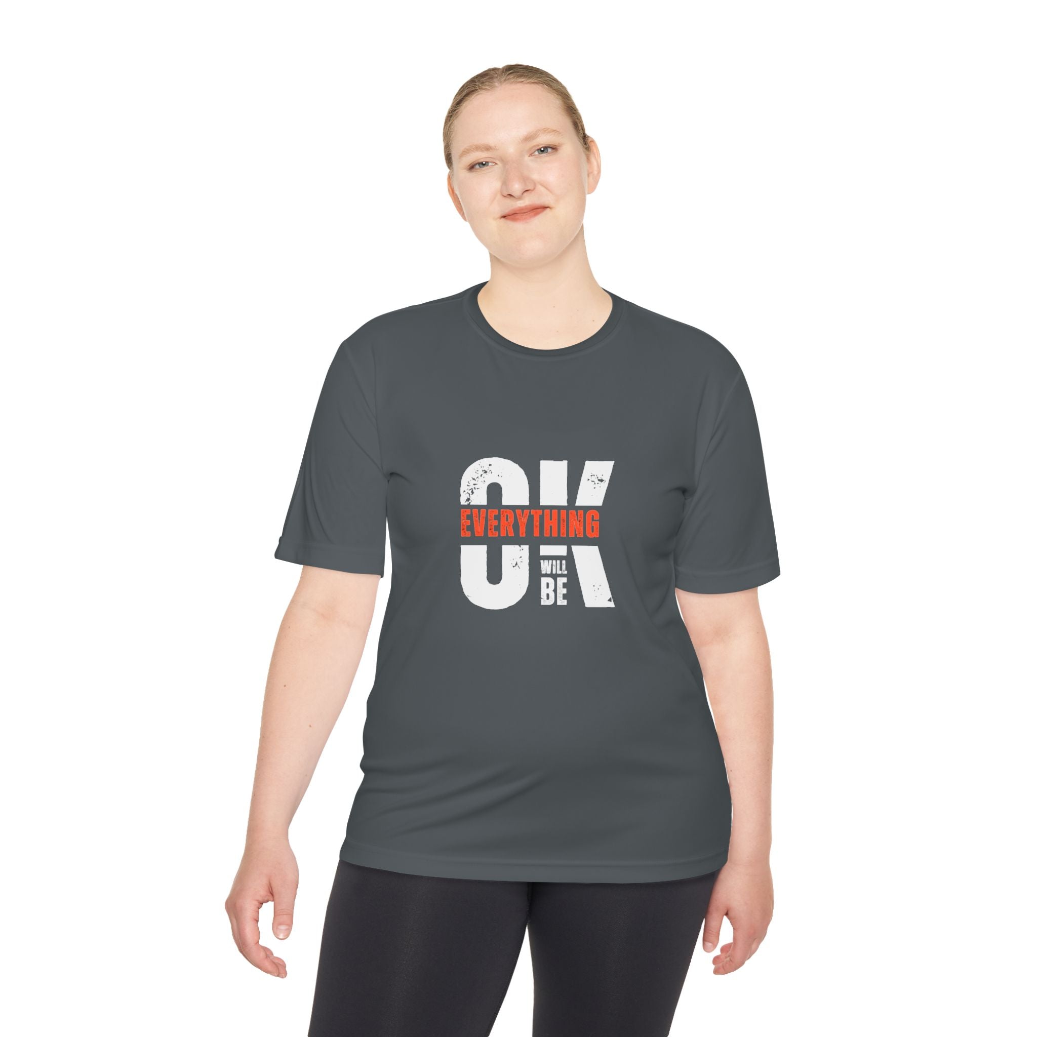 Everything Will Be OK Moisture-Wicking Tee, Unisex Positive Message T-Shirt, Gift for Optimists, Workout Apparel, Cute Casual Tee