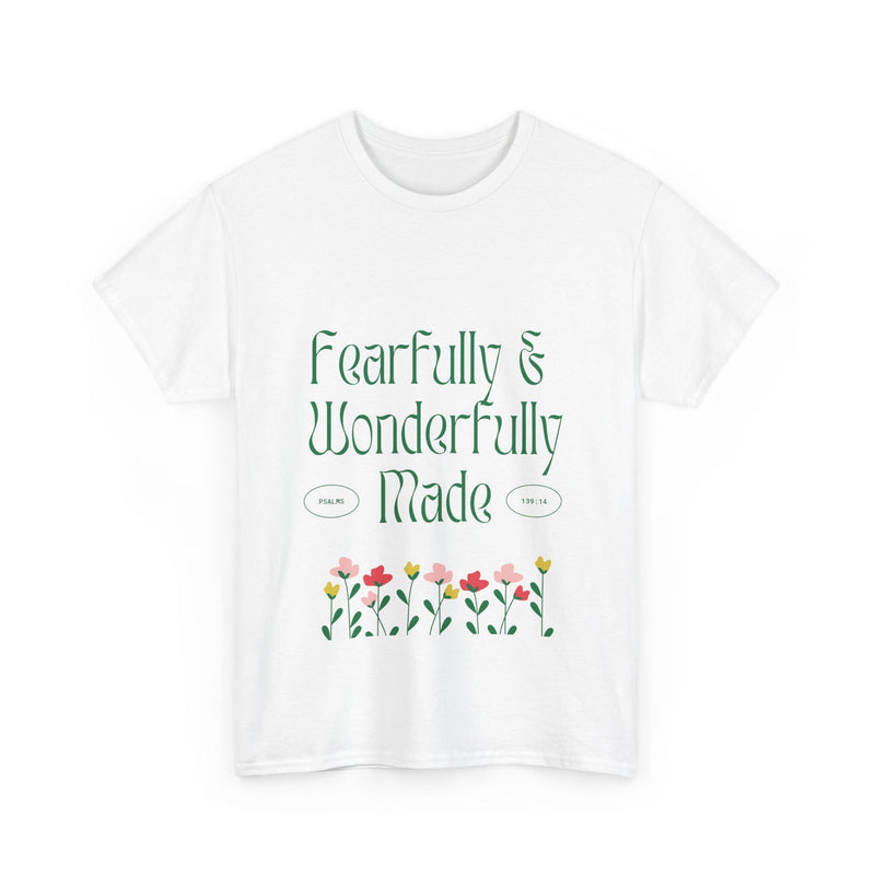 Fearfully & Wonderfully Made Unisex Cotton Tee – Inspirational Floral T-Shirt
