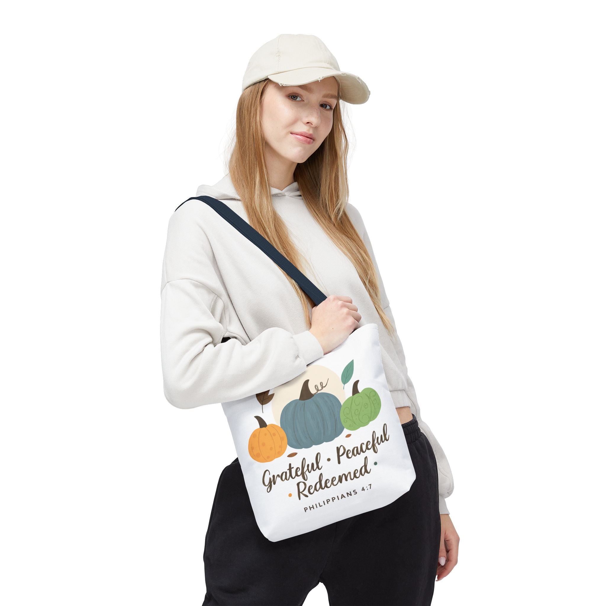 Grateful Tote Bag | Fall Decor, Thankfulness Gift, Bible Verse Bag, Inspirational Tote, Autumn Style