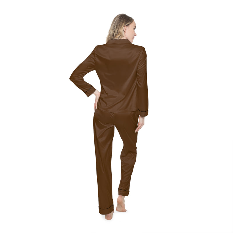 Elegant Brown Satin Pajamas Set - Luxurious Sleepwear, Women's Loungewear, Fancy Gifts for Her, Relaxing Nights, Date Night Outfit