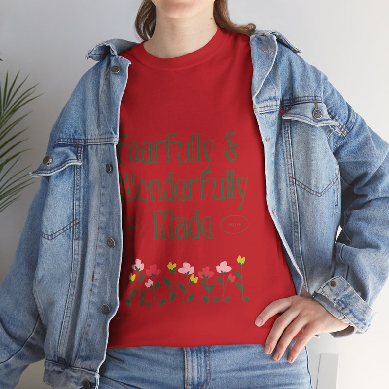 Fearfully & Wonderfully Made Unisex Cotton Tee – Inspirational Floral T-Shirt
