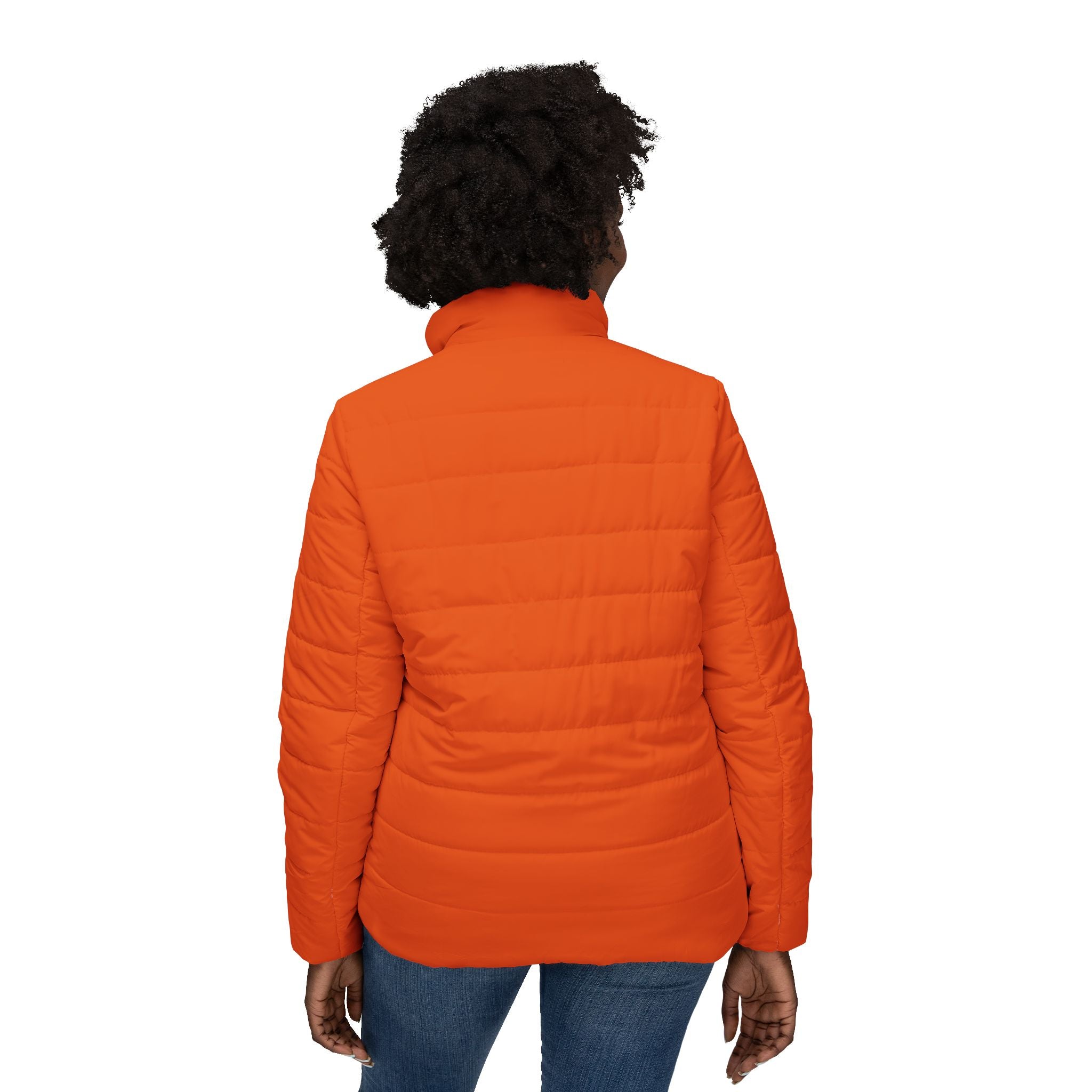 Orange Stylish Women’s Puffer Jacket, Cozy Winter Coat, Trendy Outerwear, Outdoor Fashion, Fall/Winter Essential