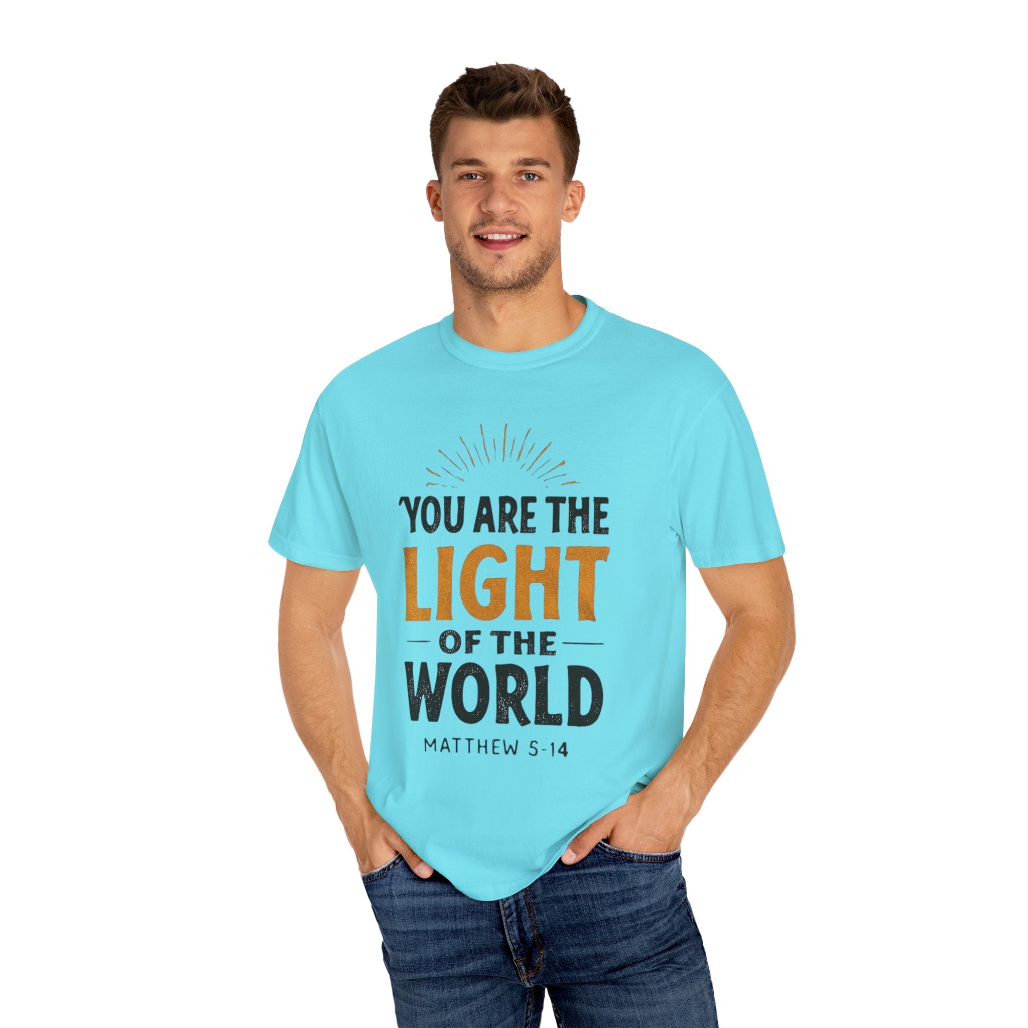 Inspirational T-Shirt with 'You Are the Light of the World' Design, Motivational Tee for Faith, Spiritual Gifts, Religious Apparel, [...]