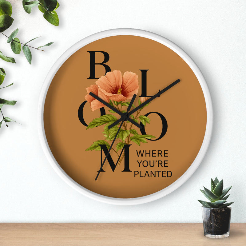 Copy of Bloom Where You're Planted Wall Clock, Floral Home Decor, Botanical Gift, Inspirational Wall Art, Modern Timepiece