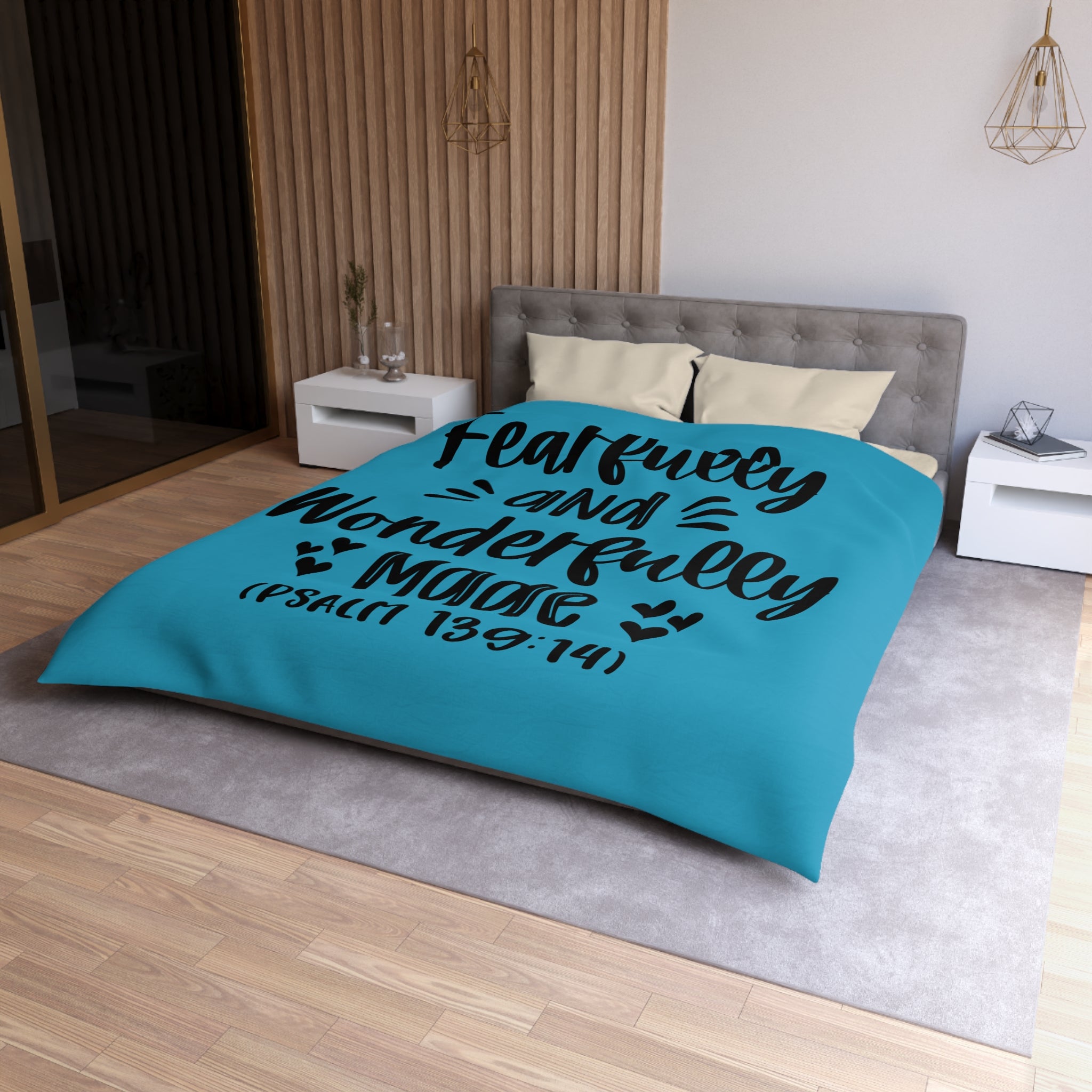 Inspirational Microfiber Duvet Cover - 'Fearfully and Wonderfully Made'