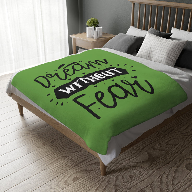 Inspirational Velveteen Microfiber Blanket - "Dream Without Fear"