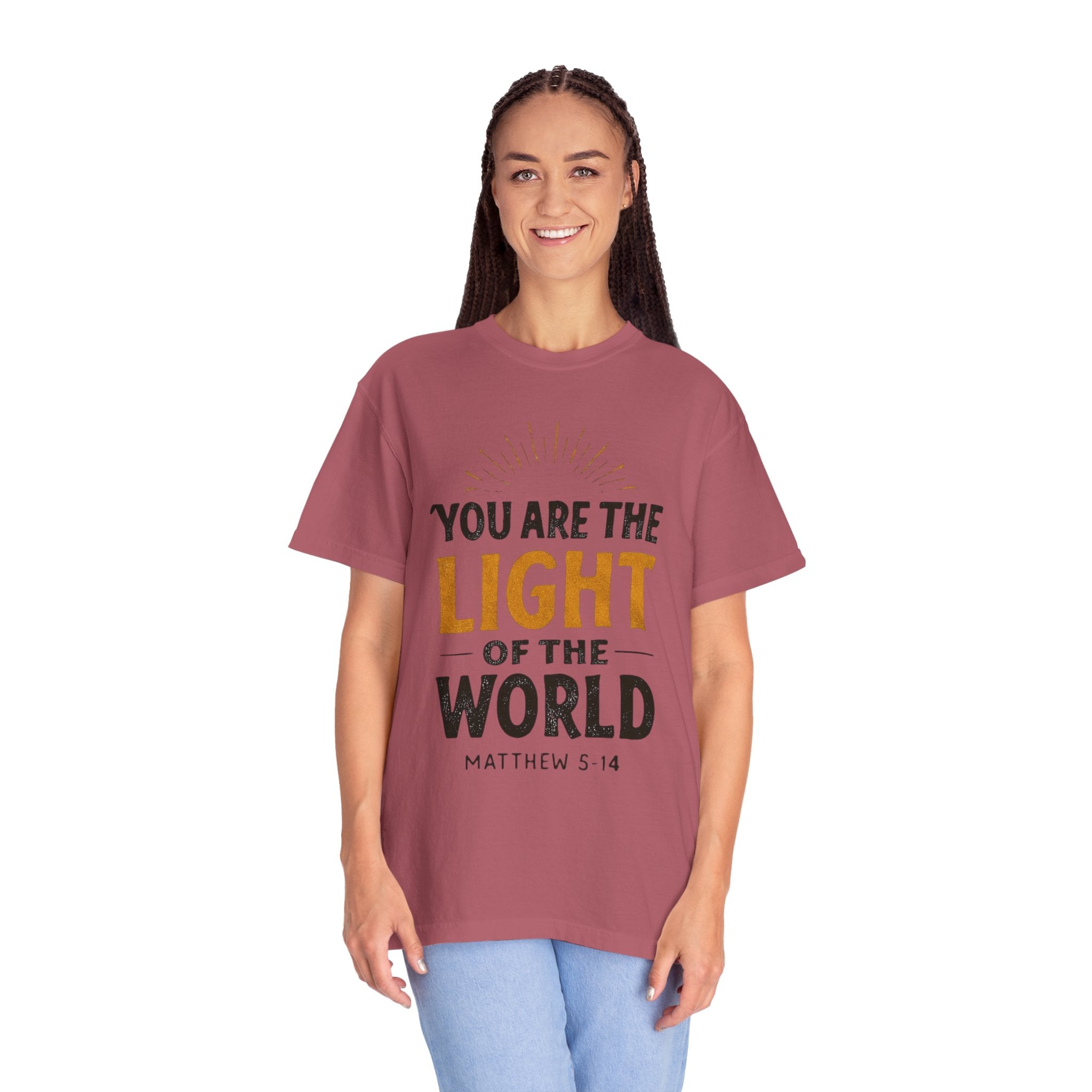 Inspirational T-Shirt with 'You Are the Light of the World' Design, Motivational Tee for Faith, Spiritual Gifts, Religious Apparel, [...]