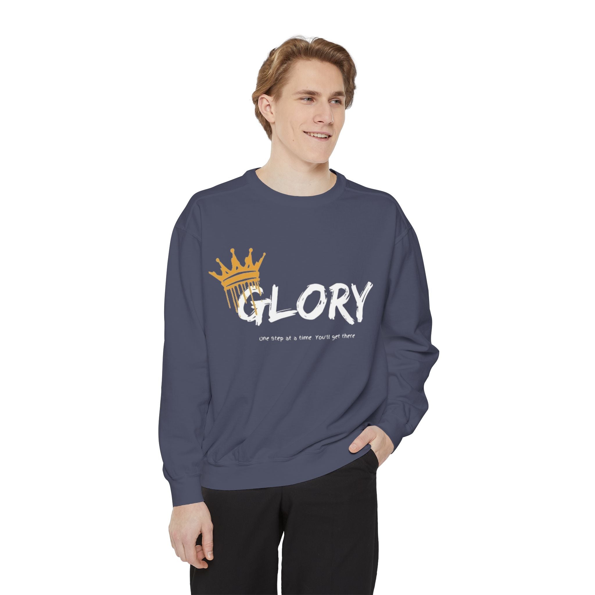 Garment-Dyed 'Glory' Sweatshirt - Motivational Unisex Crewneck