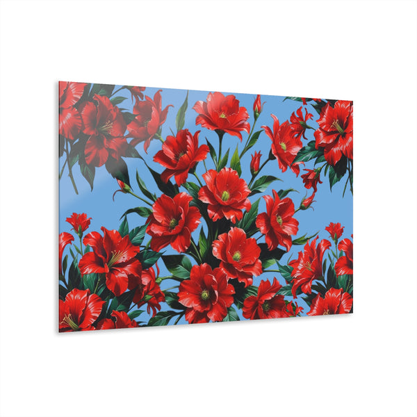 Light Blue Vibrant Floral Acrylic Wall Art Print, Unique Home Decor, Modern Wall Hanging, Colorful Floral Artwork, Gift for Flower Lovers