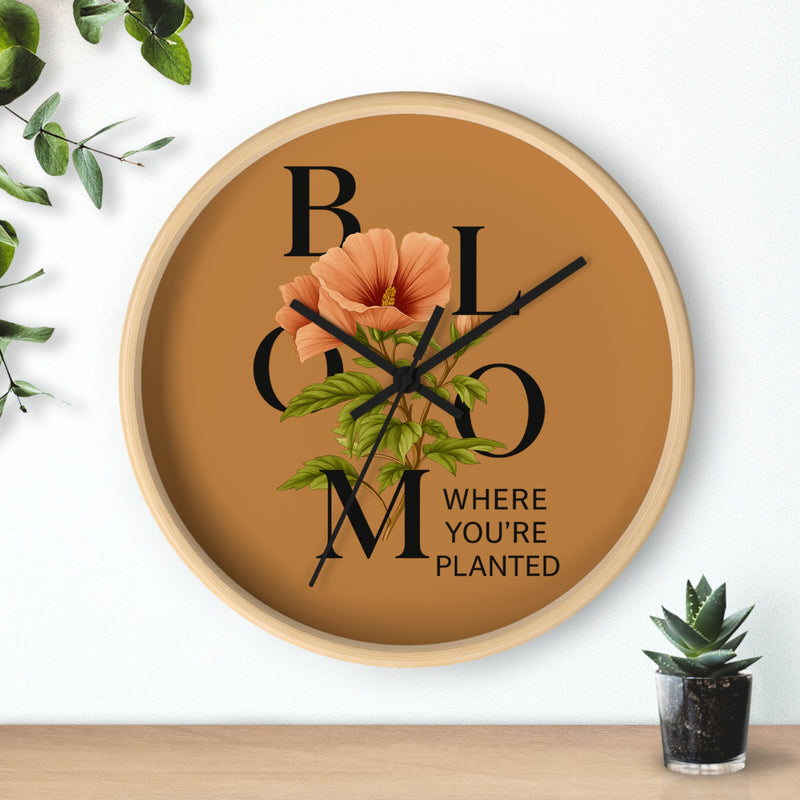 Copy of Bloom Where You're Planted Wall Clock, Floral Home Decor, Botanical Gift, Inspirational Wall Art, Modern Timepiece