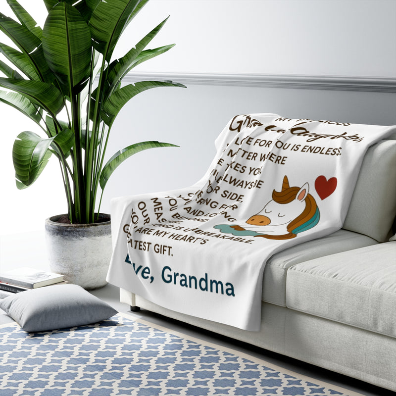 To My Granddaughter Sherpa Fleece Blanket | Cozy Gift from Grandma | Soft Throw Blanket for Birthdays, Holidays, Love