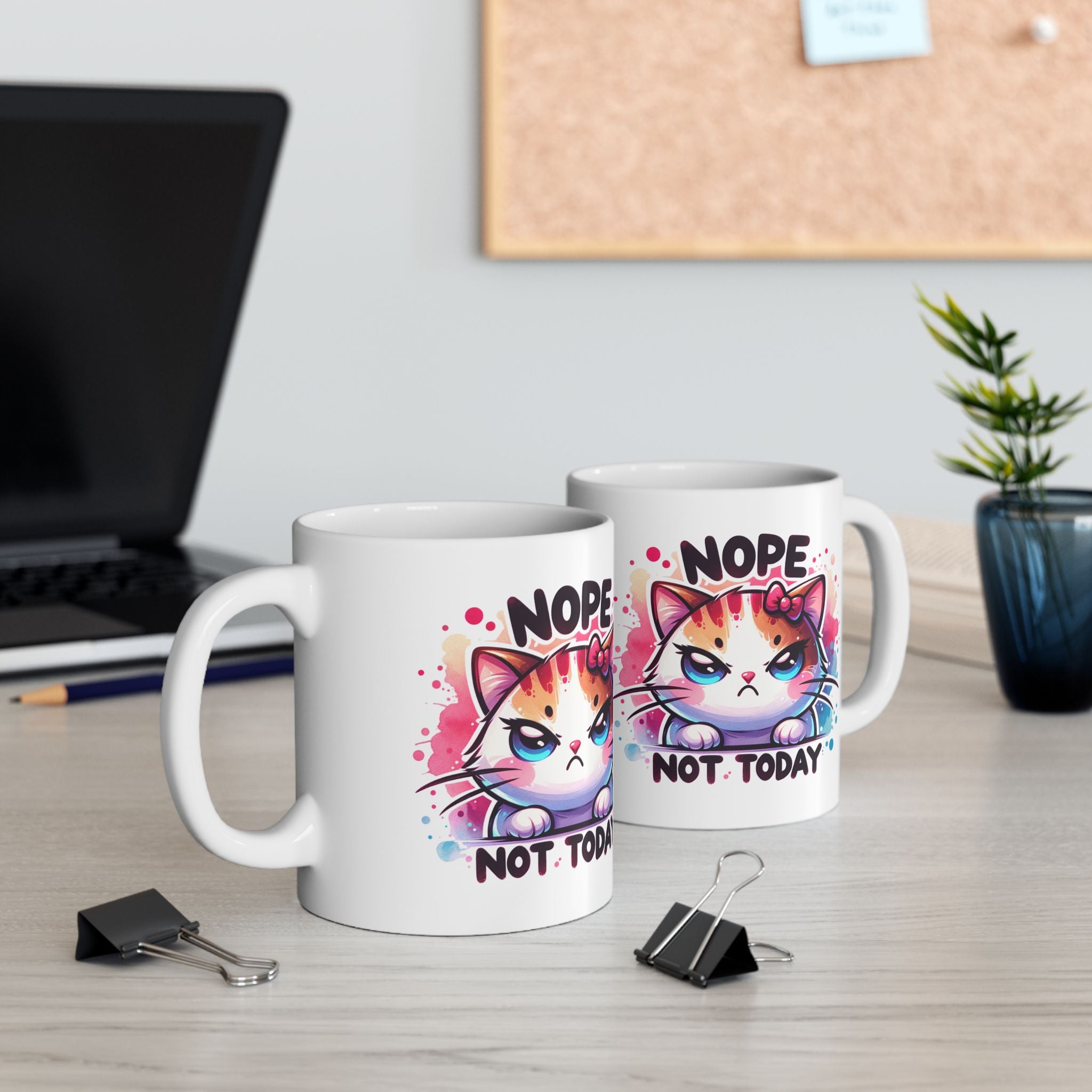 Nope Not Today Cat Ceramic Mug - Colorful 11oz & 15oz Coffee Cup