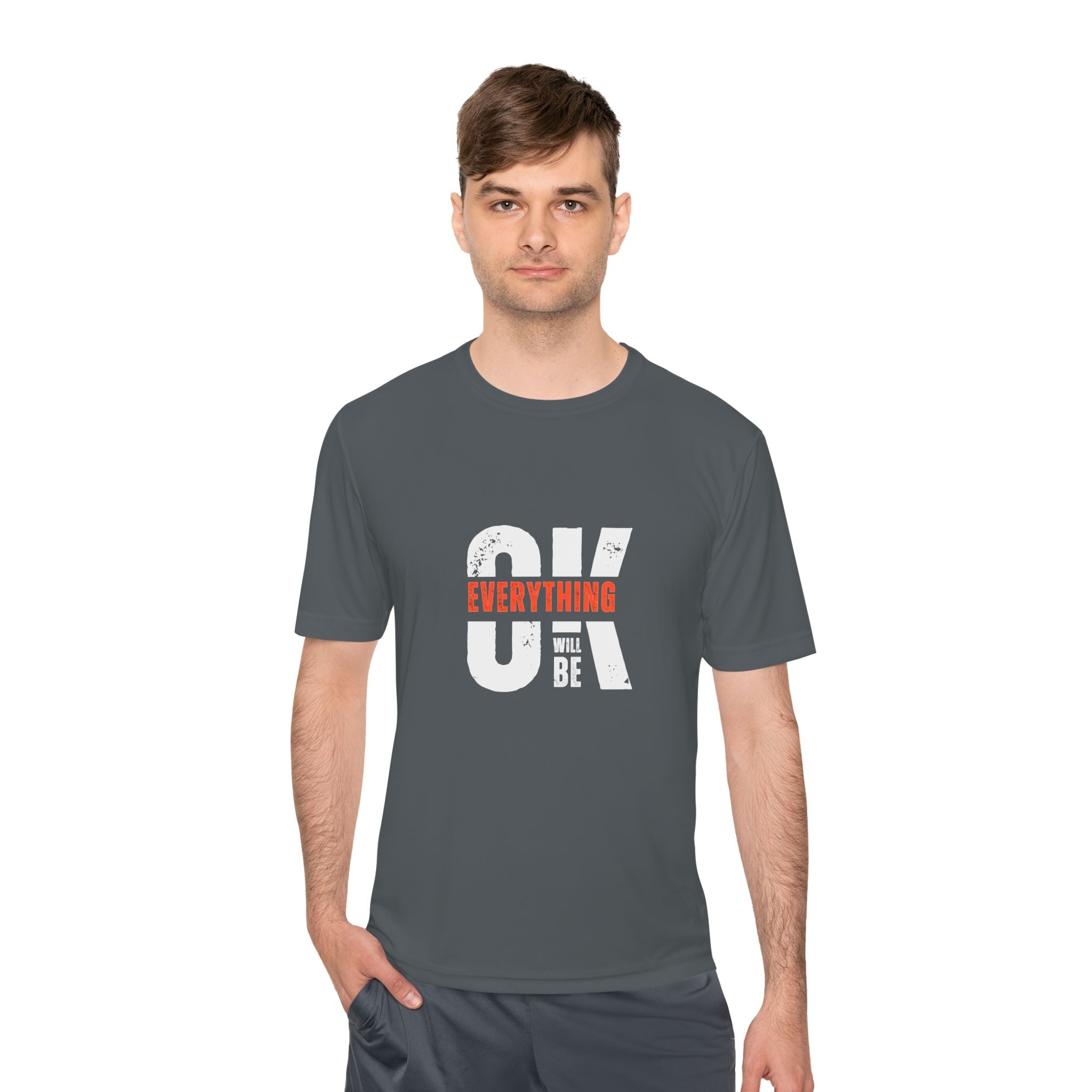 Everything Will Be OK Moisture-Wicking Tee, Unisex Positive Message T-Shirt, Gift for Optimists, Workout Apparel, Cute Casual Tee