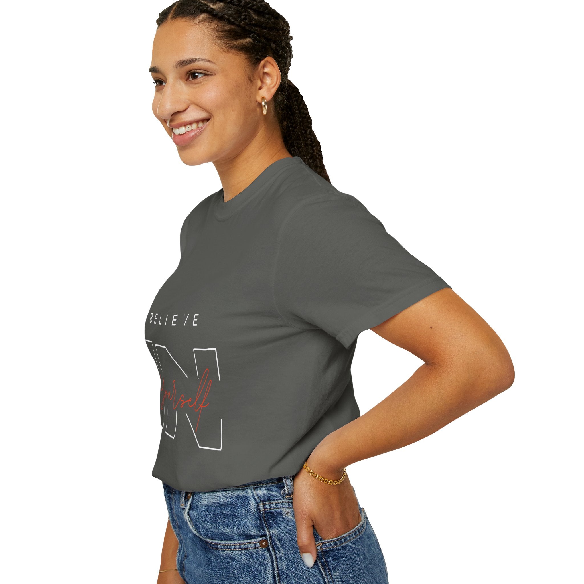 Believe in Yourself Unisex Garment-Dyed T-Shirt | Motivational Tee, Inspirational Shirt, Casual Wear, Gift for Her, Birthday Gift, Self-Love