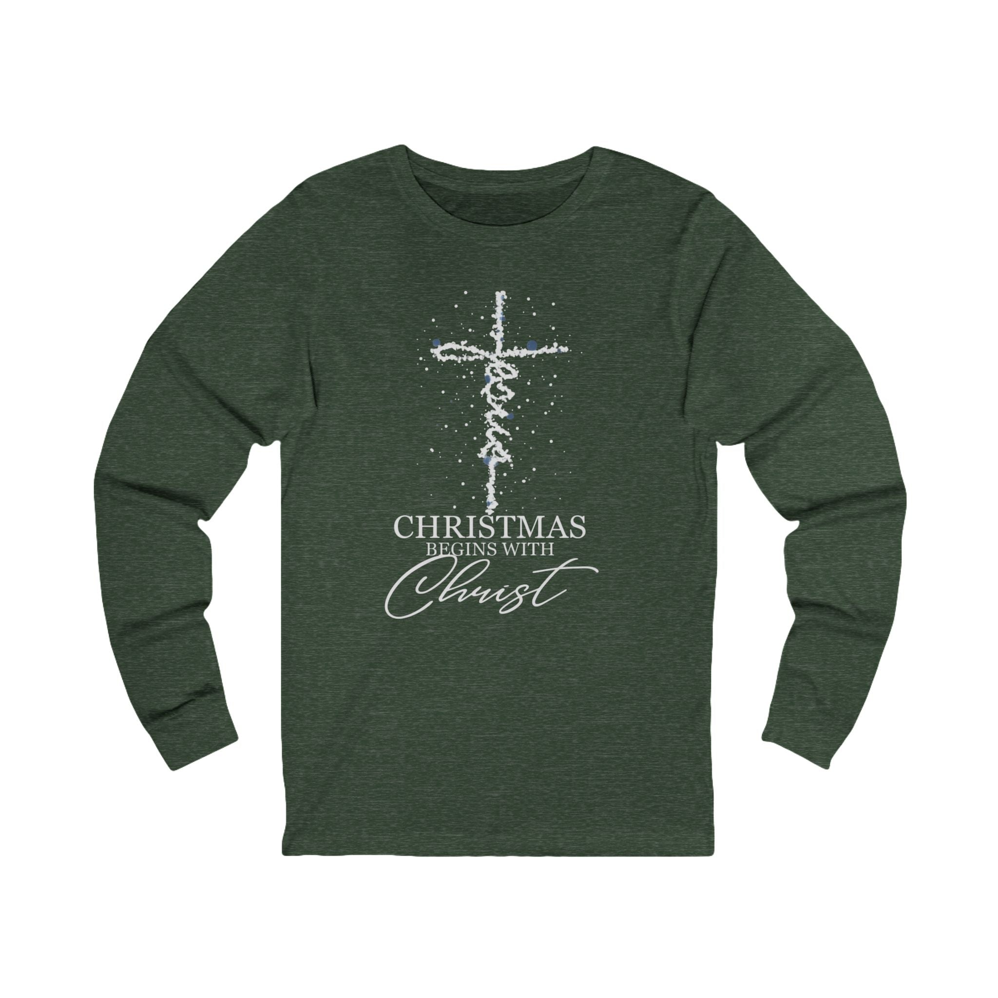Unisex Long Sleeve Tee - "Jesus, Christmas Begins with Christ" - Cozy Holiday Shirt, Christmas Gift, Faith-Based Apparel, Religious [...]