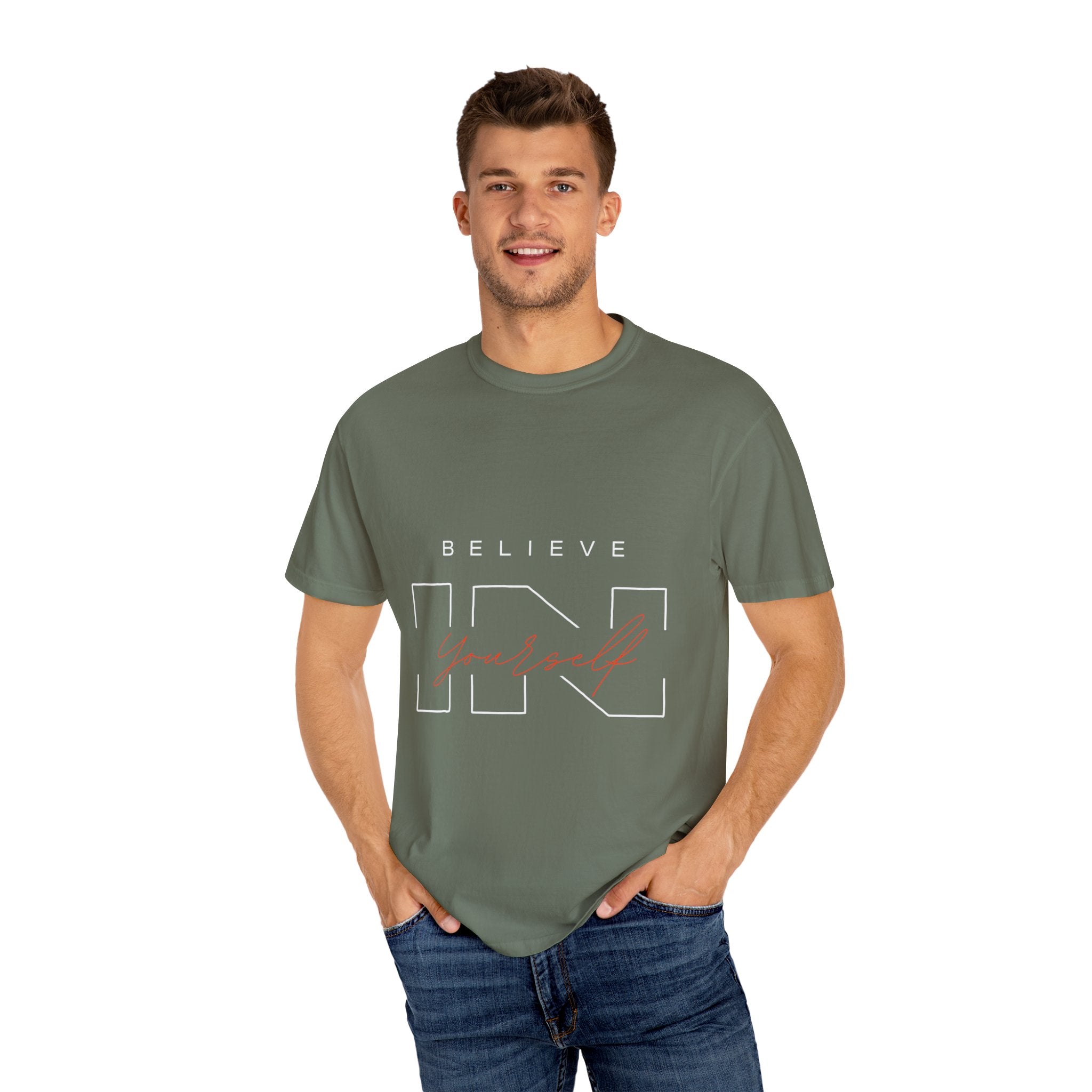 Believe in Yourself Unisex Garment-Dyed T-Shirt | Motivational Tee, Inspirational Shirt, Casual Wear, Gift for Her, Birthday Gift, Self-Love