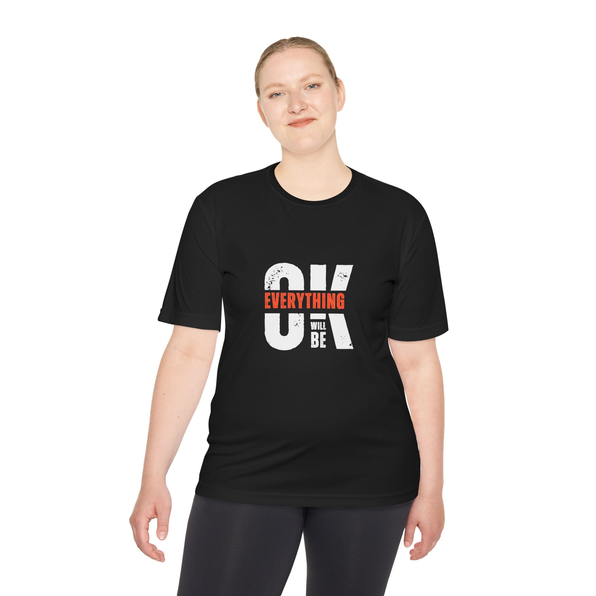 Everything Will Be OK Moisture-Wicking Tee, Unisex Positive Message T-Shirt, Gift for Optimists, Workout Apparel, Cute Casual Tee