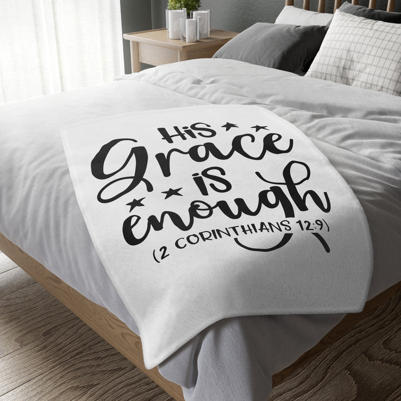 Inspirational Velveteen Microfiber Blanket - 'His Grace is Enough'