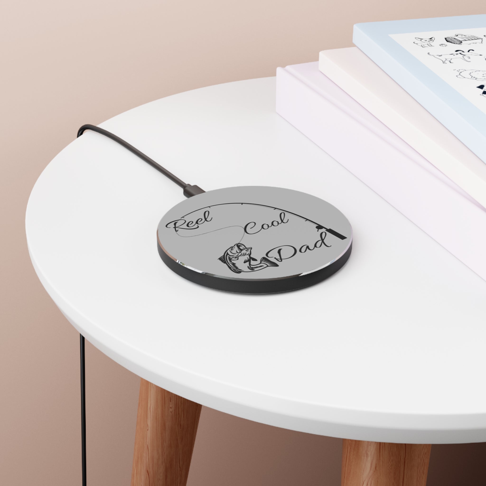 Fishing Enthusiast Wireless Charger - Reel Cool Dad, Unique Gift for Fishermen, Tech Gift, Father's Day, Fishing Decor