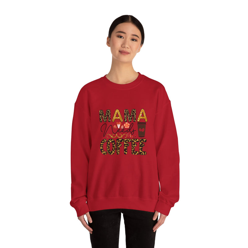 Mama Needs Coffee Crewneck Sweatshirt - Cozy Unisex Pullover Apparel for Moms