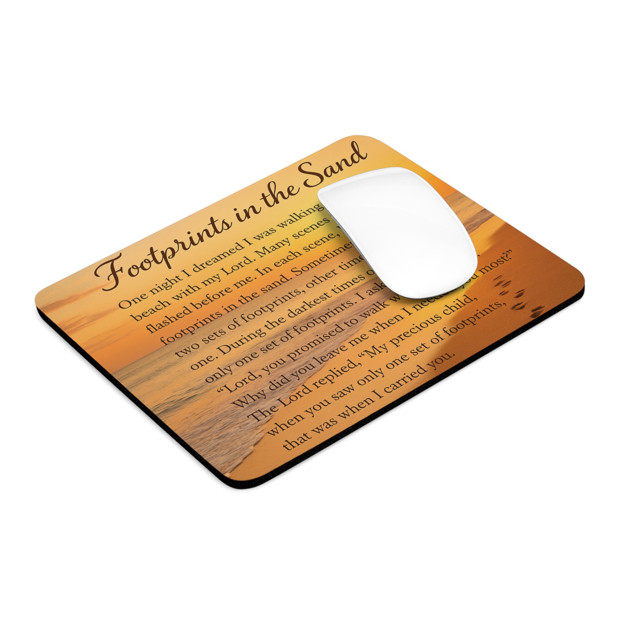 Inspirational Mouse Pad - Footprints in the Sand Quote, Office Decor, Gift for Encouragement, Inspirational Desk Accessory, Teacher Gift
