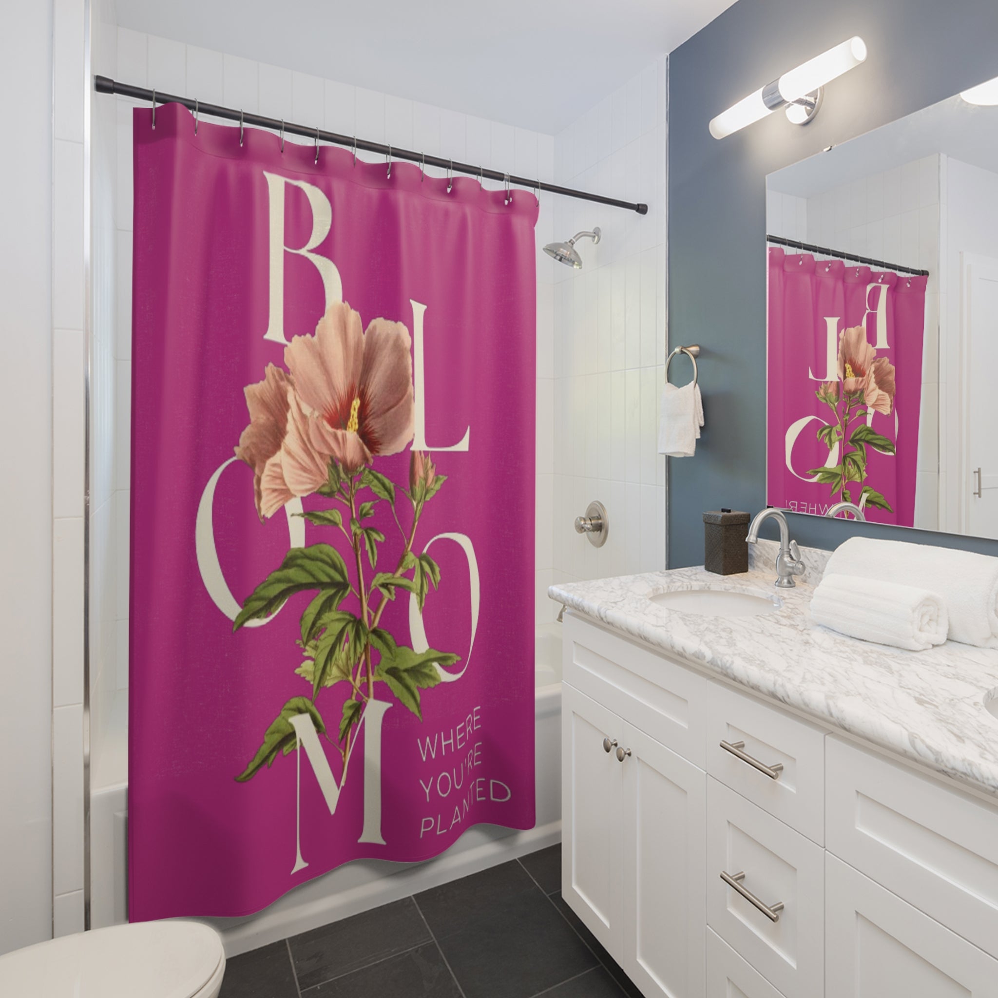 Copy of Blue Bloom Where You're Planted Shower Curtain, Floral Bathroom Decor, Boho Home Decor, Gift for Flower Lovers, Unique Bathroom Makeover