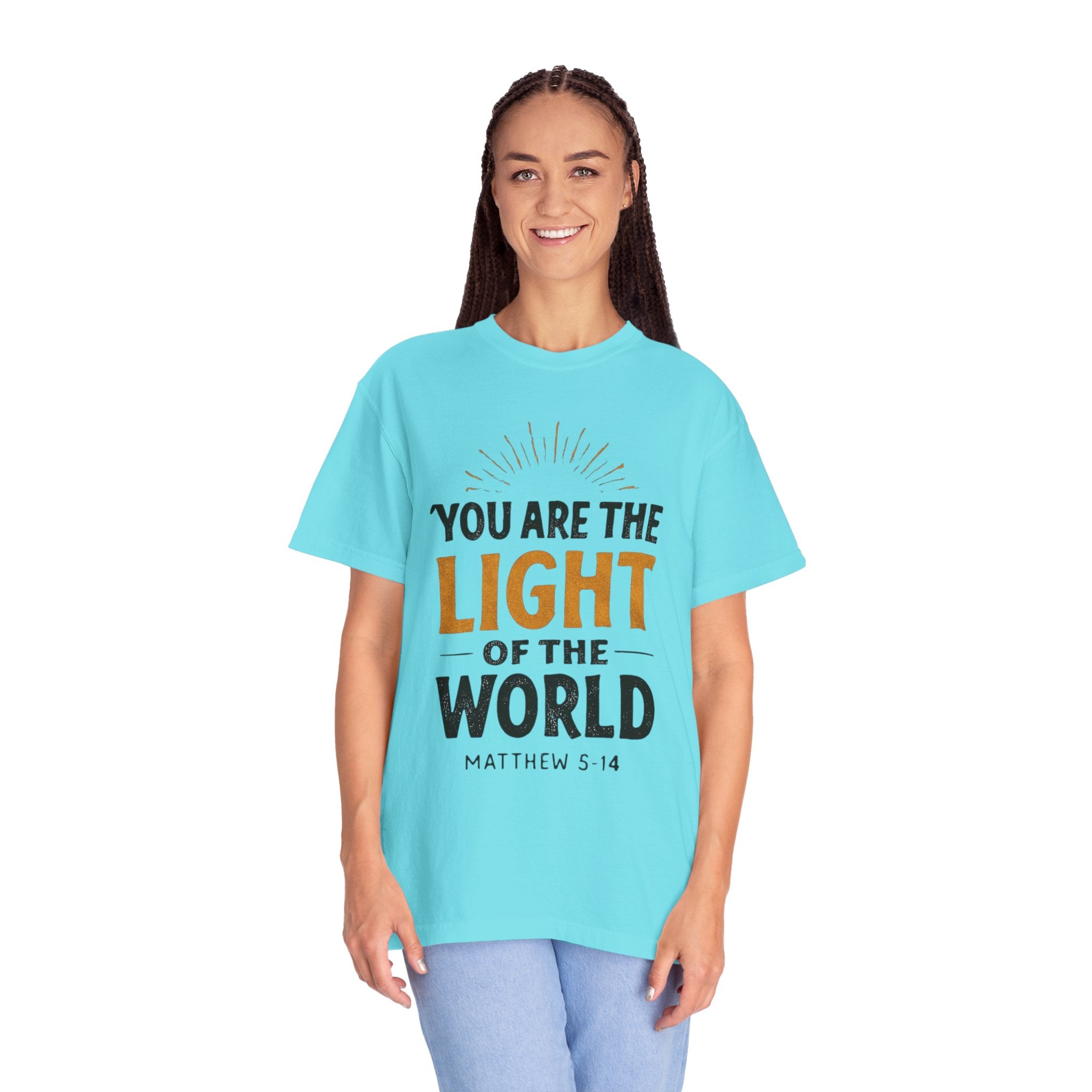 Inspirational T-Shirt with 'You Are the Light of the World' Design, Motivational Tee for Faith, Spiritual Gifts, Religious Apparel, [...]