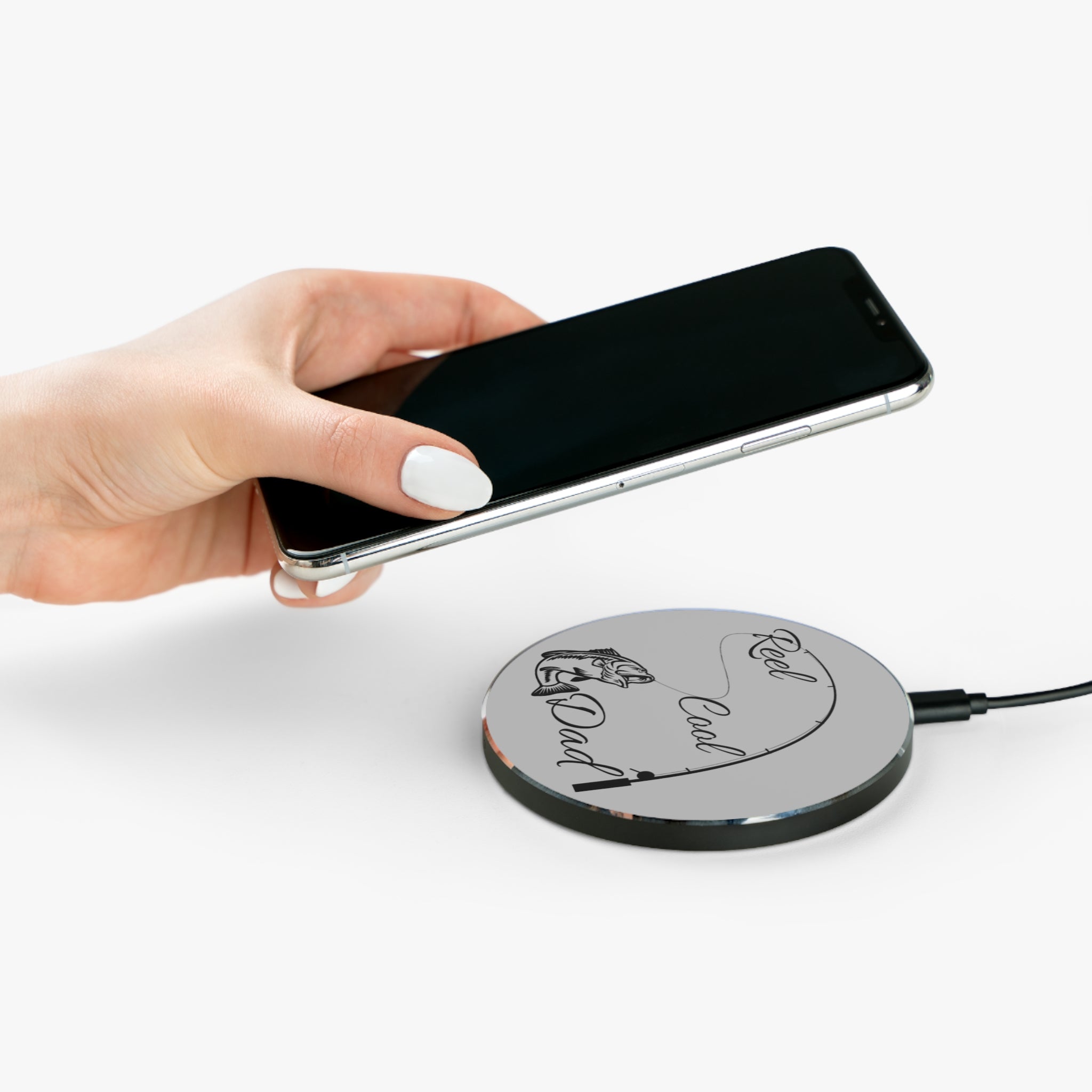 Fishing Enthusiast Wireless Charger - Reel Cool Dad, Unique Gift for Fishermen, Tech Gift, Father's Day, Fishing Decor
