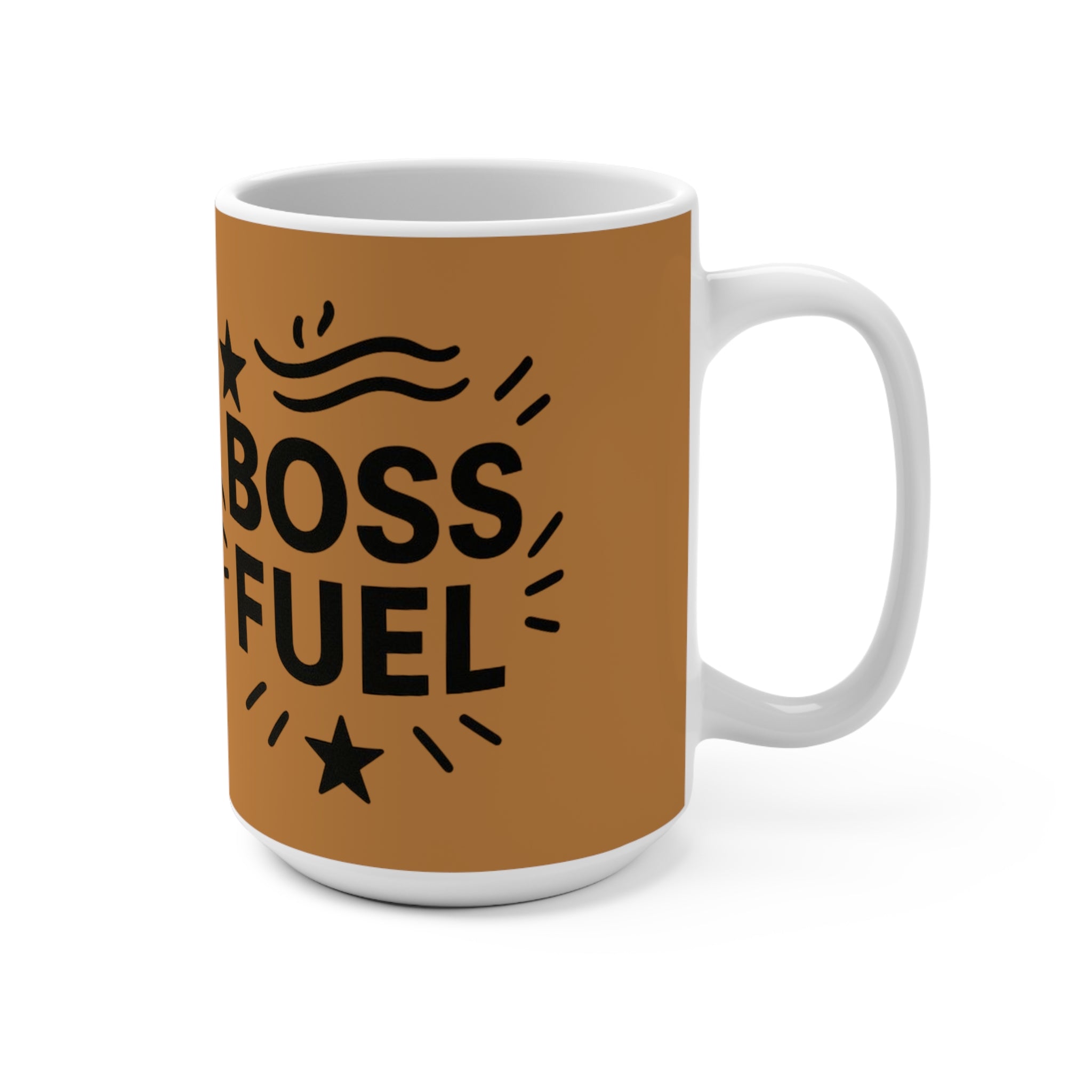 🟤 Boss Fuel Mug - Motivational Coffee Cup for Entrepreneurs & Bosses, Ideal for Office Gift, Work from Home, 15oz Inspirational Mug