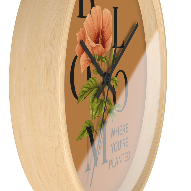 Copy of Bloom Where You're Planted Wall Clock, Floral Home Decor, Botanical Gift, Inspirational Wall Art, Modern Timepiece