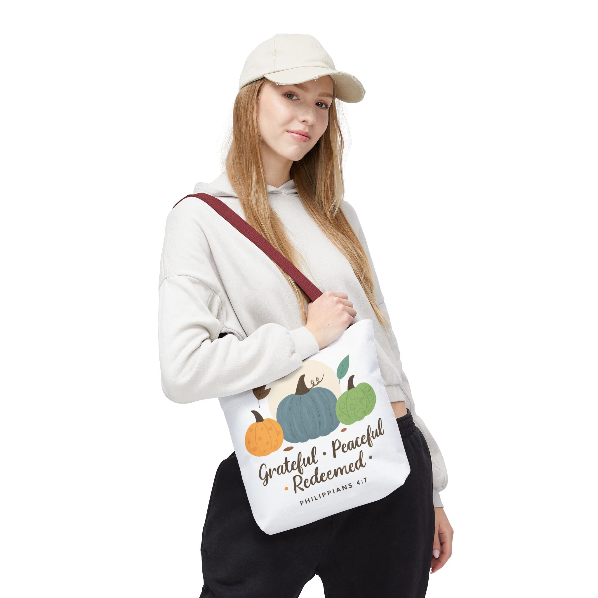 Grateful Tote Bag | Fall Decor, Thankfulness Gift, Bible Verse Bag, Inspirational Tote, Autumn Style