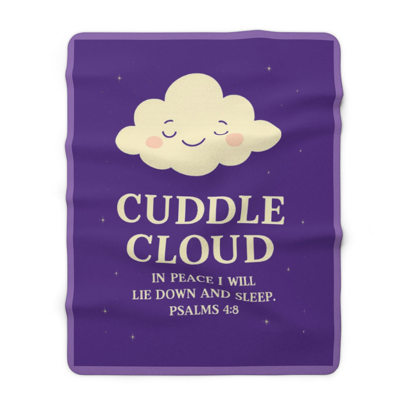 🟣 Cozy Sherpa Fleece Blanket, Cute Cuddle Cloud Design, Perfect for Gifts, Home Decor, Snuggling, Comfort