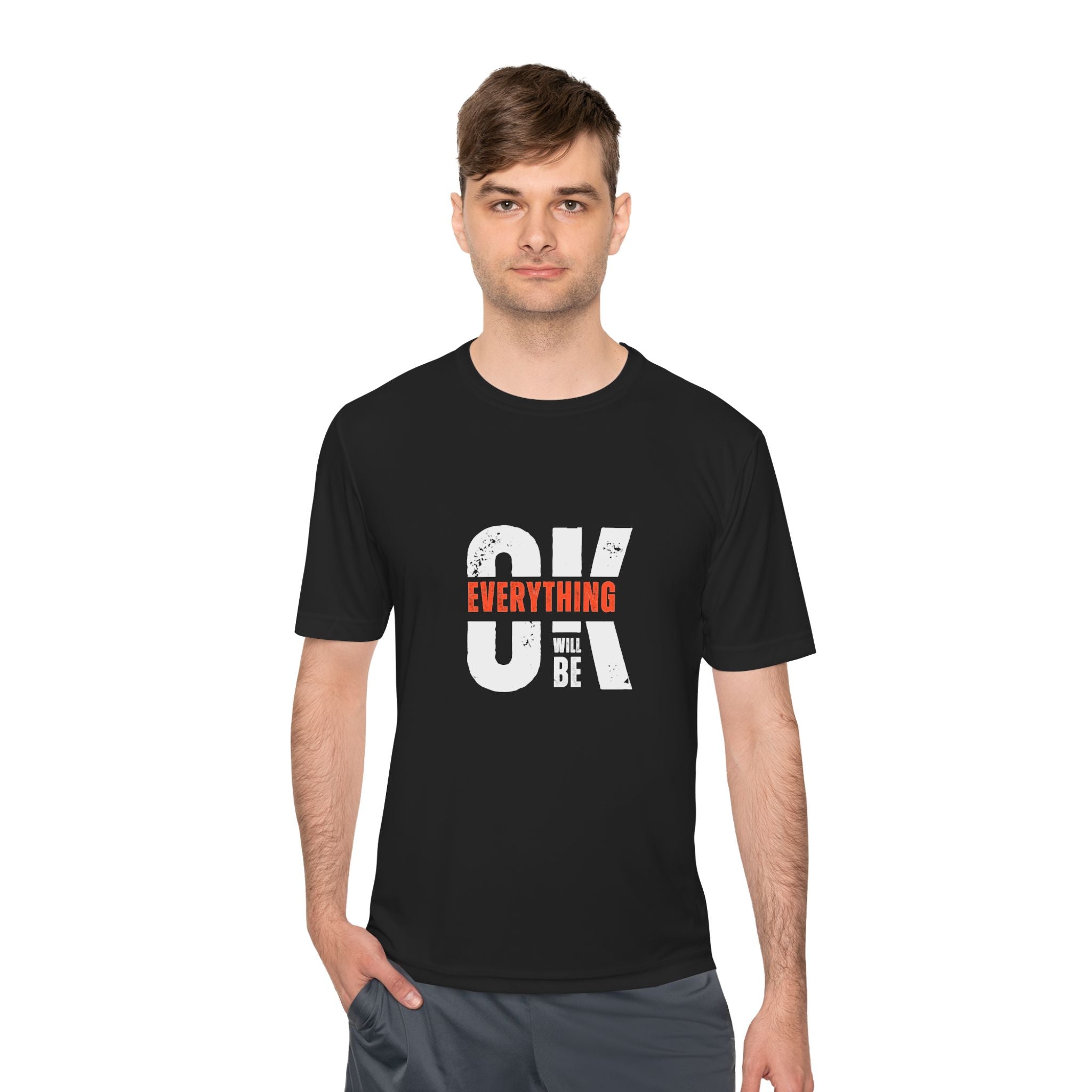Everything Will Be OK Moisture-Wicking Tee, Unisex Positive Message T-Shirt, Gift for Optimists, Workout Apparel, Cute Casual Tee