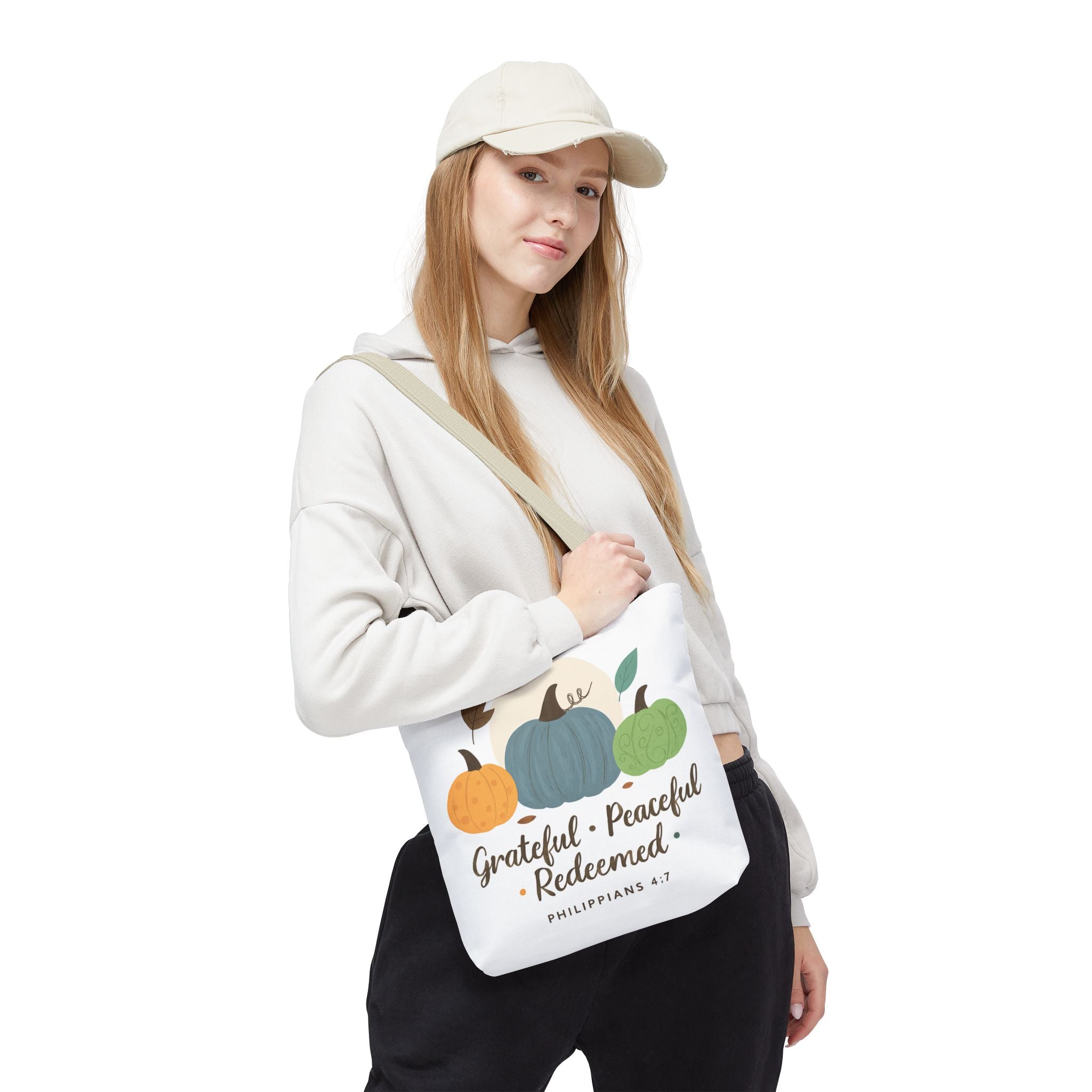 Grateful Tote Bag | Fall Decor, Thankfulness Gift, Bible Verse Bag, Inspirational Tote, Autumn Style