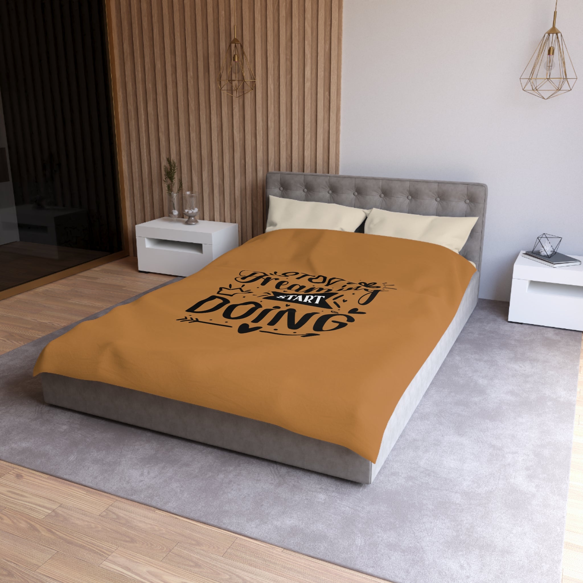 Inspirational Microfiber Duvet Cover - "Stop Dreaming Start Doing" - Cozy Home Decor for Motivated Dreamers
