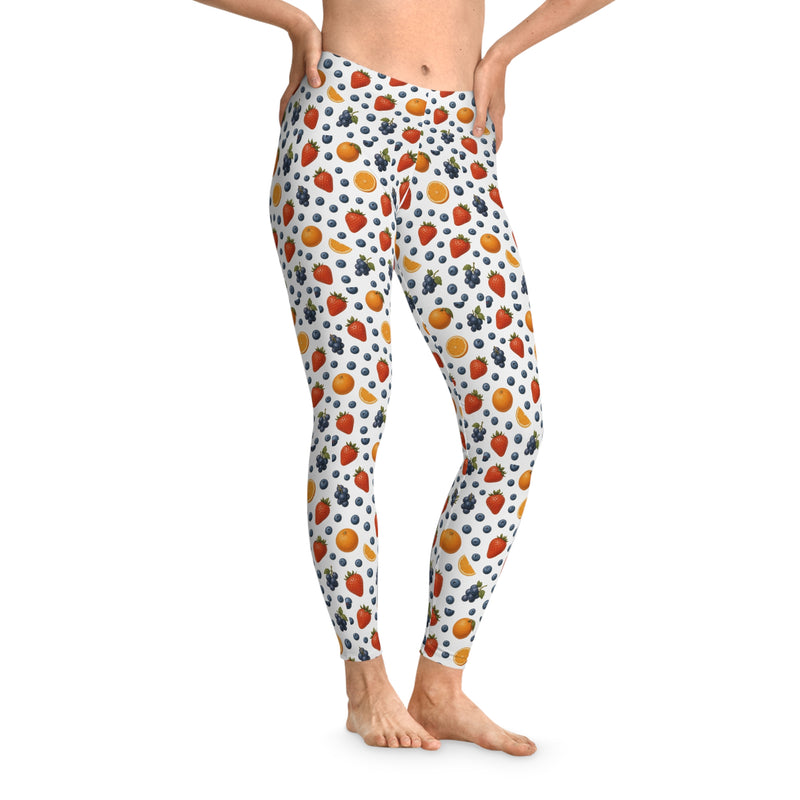 Fruity Stretchy Leggings, Colorful Workout Pants, Yoga Tights, Casual Spring Wear, Fitness Apparel, Summer Fashion