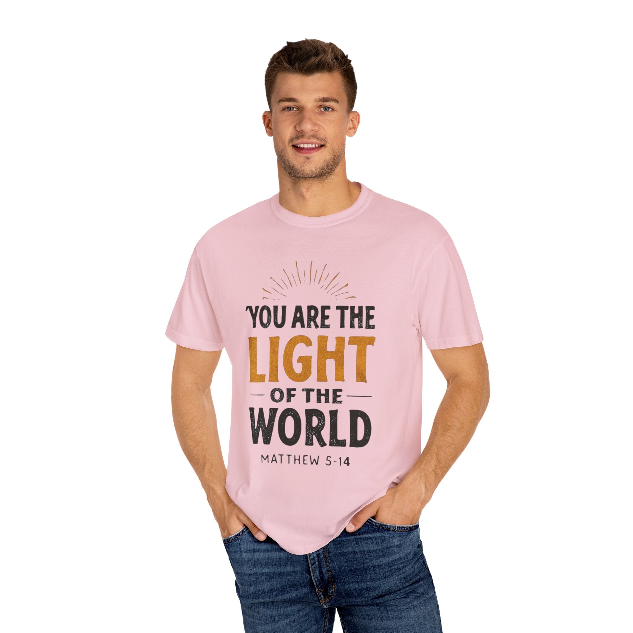 Inspirational T-Shirt with 'You Are the Light of the World' Design, Motivational Tee for Faith, Spiritual Gifts, Religious Apparel, [...]